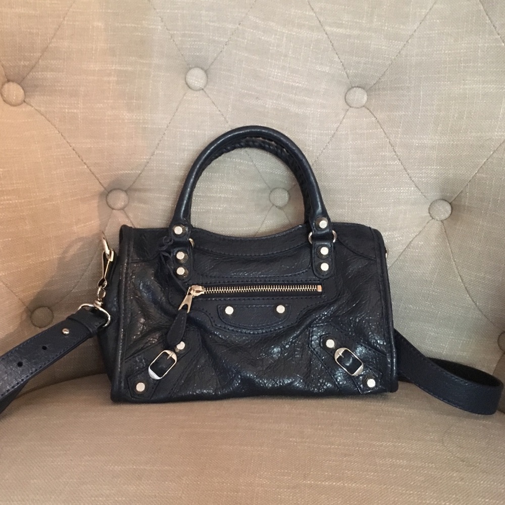 Balenciaga Mini City Giant  Dark Blue/Silver
